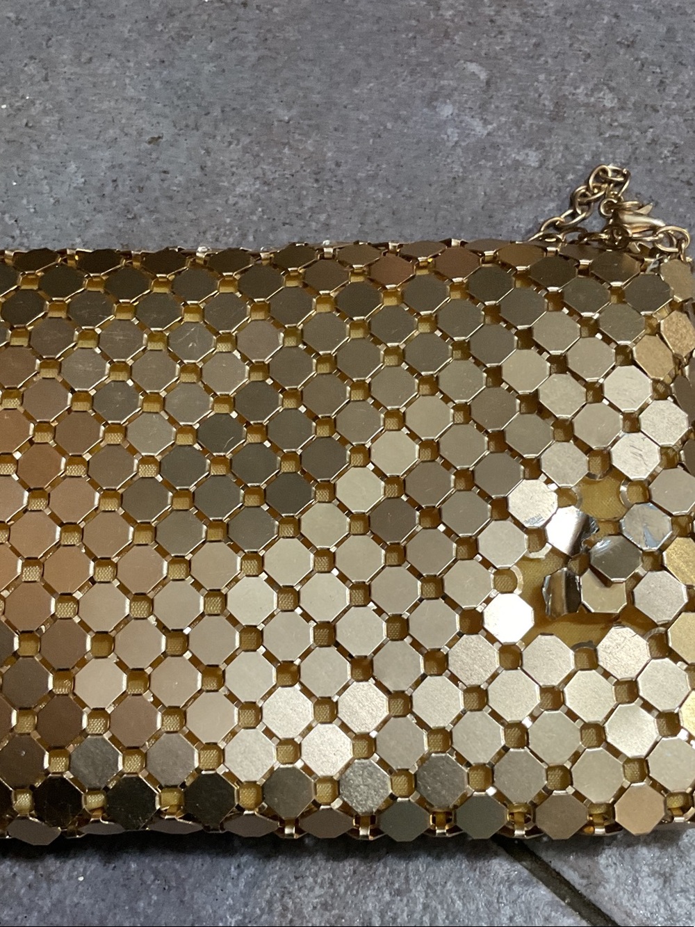 Gold Sequin Chain-Handle Evening Clutch - Picture 6 of 9